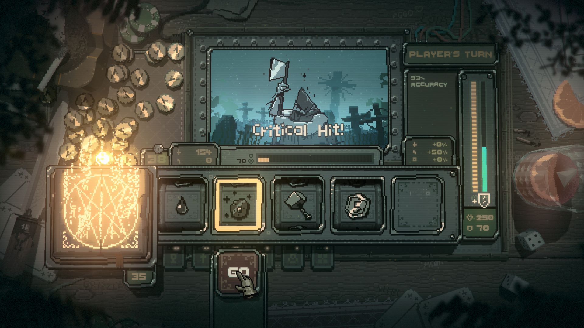 A critical hit can be randomly rolled, but skill check symbols allow you to force a critical hit with good timing.